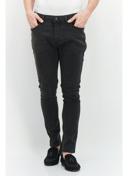 Buy Men Regular Fit Washed  Denim Jeans, Black in Saudi Arabia