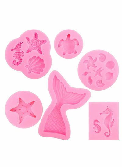 Buy 6 Pieces Mermaid Tail Mould Silicone Mermaid Cake Moulds Chocolate Fondant Moulds 3D Mermaid Icing Moulds Seashell Cake Soap Mound Baking Molds Decorating Cakes in UAE