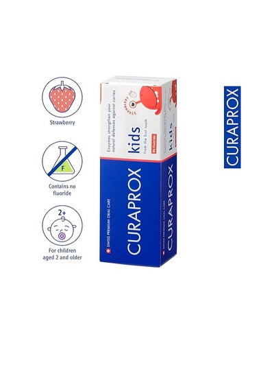 Buy Curaprox Children's Toothpaste CS Kids Strawberry, Zero Fluoride, 60ml - Fluoride Free Strawberry Toothpaste from the first tooth SLS Free, Microplastic Free & Triclosan Free Kids Toothpaste., Clear in UAE