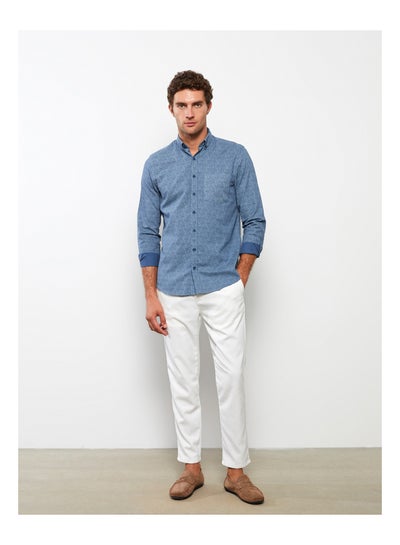 Buy Slim Fit Long Sleeve Patterned Oxford Men's Shirt in Egypt