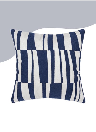 Buy Decorative Embroidered Cushion Cover blue/White 45x45Cm (Without Filler) in Saudi Arabia