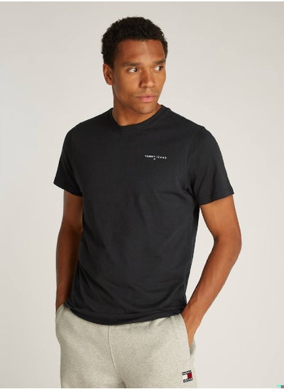 Buy Men's Linear Chest Slim T-Shirt - Cotton, Black in UAE