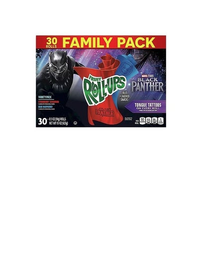 Buy FRUIT ROLL-UPS Black Panther Fruit Flavored Snacks Variety Pack 425g 1pack (30 pcs) in UAE