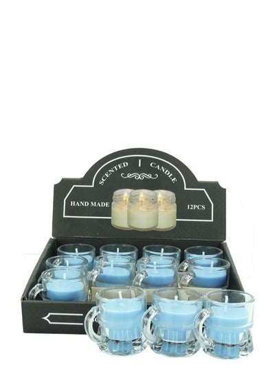 اشتري Scented Jar Candle (Set of 12 PCS) with Fragrance Gift Box - Blue في الامارات