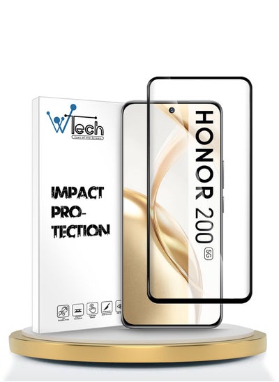 Buy Honor 200 5G 2024 Premium Edge-Pro Series Full Glue Full Cover Tempered Glass Screen Protector - Clear/Black in Saudi Arabia