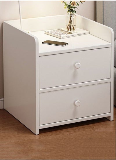 Buy Minimalist Bedside Table, Nightstand End Table Side Table Storage Cabinet with Drawers White in Saudi Arabia