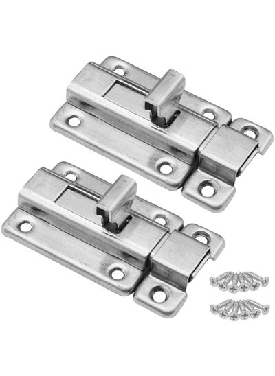 Buy 2 Packs Door Sliding Bolt Latch Lock 2 Inch Safety Locks Stainless Steel Security Anti-Theft Lock with Mounting Screws for Yard Garden Balcony Bathroom Window Furniture Pet Gate(Silver) in UAE