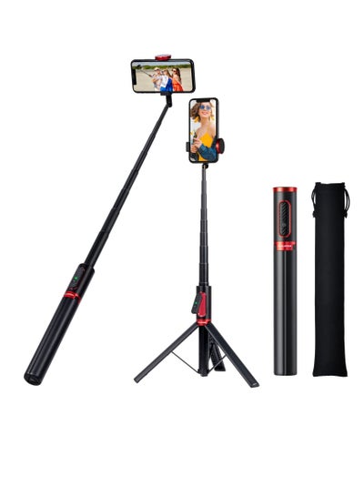 Buy Portable 60" Aluminum Alloy Cell Phone Selfie Stick Tripod Stand with Integrated Remote,Compact Size,Lightweight,Tall Extendable Phone Tripod for 4''-7'' iPhone and Android Smartphones in UAE