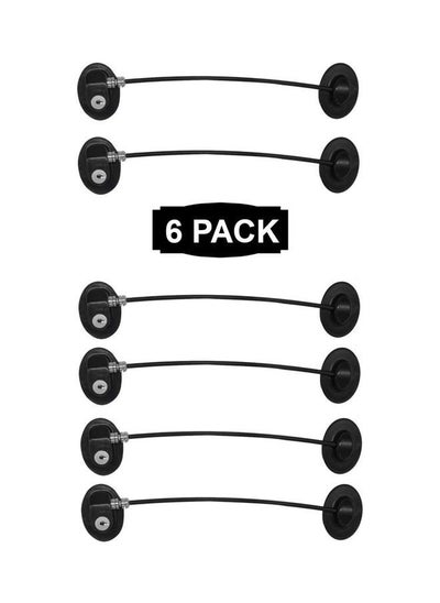 Buy 6-Piece Refrigerator Door Locks With 4 keys Black in Saudi Arabia