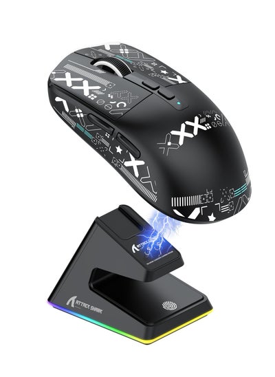 اشتري X6 Lightweight Wireless Gaming Mouse with 3 Mode Wired 2.4G BT5.2 Up to 26K DPI RGB Touch Magnetic Charging Base في السعودية