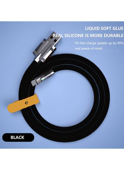 اشتري 120W Super Fast Charging Cable Metal Zinc Alloy Liquid Silicone Micro USB to Type-C Charger Data Cable Black في الامارات