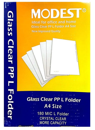 Buy 100-Piece A4 L-Shape Folder Box Clear in UAE