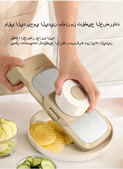 Buy 7 Piece Set Multifunctional Vegetable Cutter Grater Household Thick Wire Kitchen Vegetable Slicer Shredder Grater - Brown in Saudi Arabia