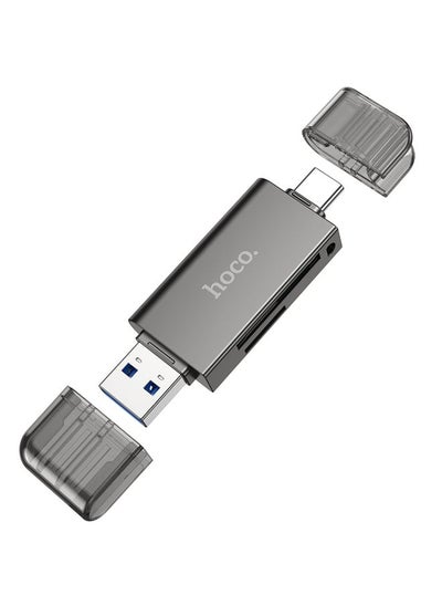 Buy hoco HB39 USB & USB-C / Type-C 3.0 to SD + TF Card 3.0 Super Speed Card Reader(Metal Grey) in Saudi Arabia