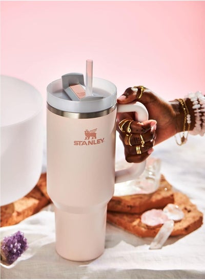 Buy Stanley Quencher H2.0 FlowState Stainless Steel Vacuum Insulated Tumbler with Lid and Straw for Water, Iced Tea or Coffee, Smoothie and More, Rose Quartz, 40 oz in UAE