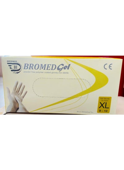 Buy Bromed Gel Powder Free Polymer Coated Gloves XL 100s in UAE