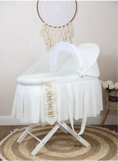 اشتري Portable Baby Moses Basket Cot With Durable Stand (white) في الامارات