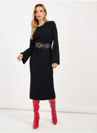 Buy Sequins Trim on Sleeves Cuff Front Open Abaya in Saudi Arabia