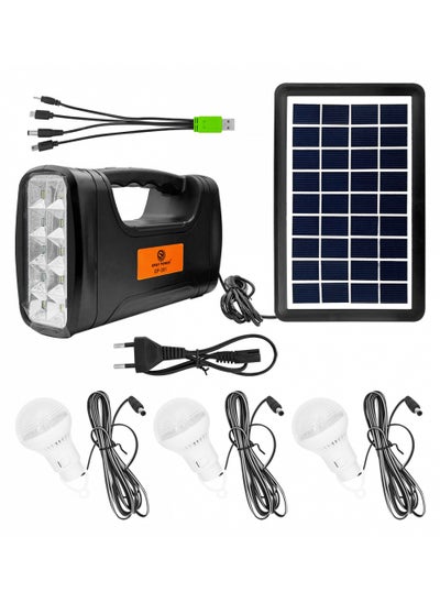 Buy Solar Generator Portable 10 Leds Lighting System with 9V/3W Polycrystalline Solar Panel battery inside and 3 bulbs USB for Emergency Power Supply in Saudi Arabia