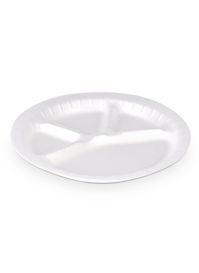 اشتري 12" Round Foam Plate- PWBF1775| With 4 Compartments, 15 PC x 32 Packets, Premium-Quality, BPA-Free, Foodgrade and Hygienic| Perfect for Large Gathering, Parties, Events, Etc| White في الامارات