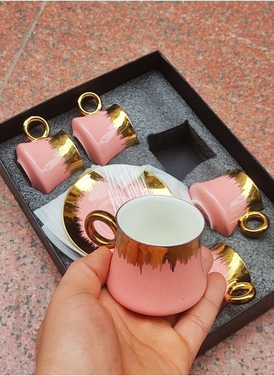 Buy 12 Piece Porcelain Coffee Set - Pink in Egypt