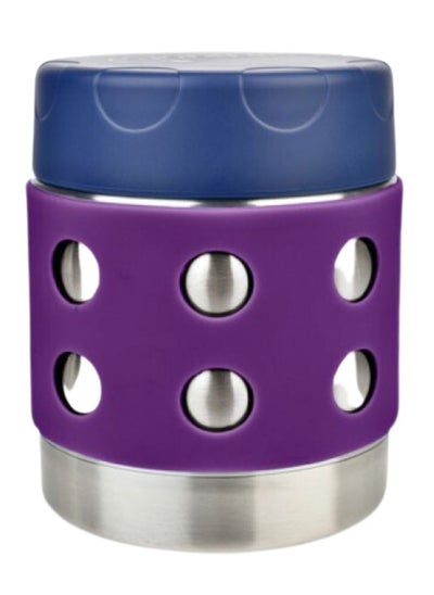 اشتري Thermal Food Jar Triple Insulated 240 ML, Navy Lid, Purple Dots في الامارات