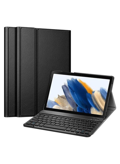 Buy Lightweight Smart Cover with Magnetically Detachable Wireless Keyboard for Galaxy Tab A8 10.5 Inch Black in UAE