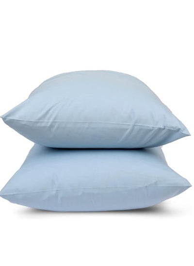 Buy Cotton linen pillowcase set, size 50*70 cm, Baby Blue in Egypt