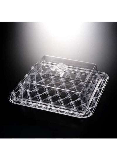 Buy Acrylic Square Serving Set 37.5 cm White Design in UAE