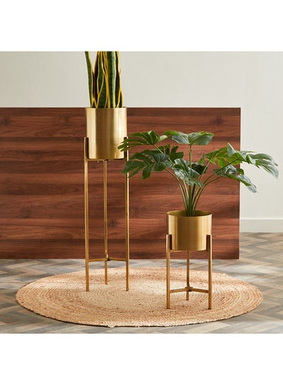 Buy 4-Piece Ace Metal Planter Set With Stand 24x45x24 cm in UAE