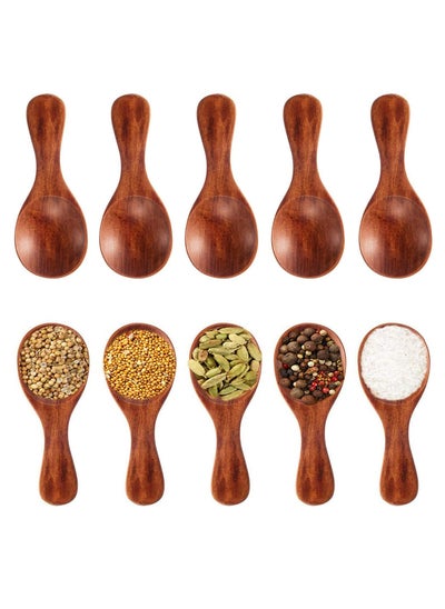 Buy 10 Pack Mini Wood Spoon with Short Handle Small Wooden Salt Spoon for Sugar, Honey, Coffee in UAE