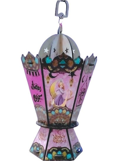 Buy Ramadan lantern, hexagonal shape with Disney drawings, suitable for a beautiful gift for children on the occasion of Ramadan and a wonderful decor for the home, 25 cm, multi-colored in Egypt
