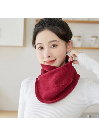 Buy Winter Velvet Thickened Warm Neck Protection Scarf for Men and Women Riding Cold-proof Windproof Multifunctional All-match Scarf Neck SetWine Red [double button fleece neck]] Wine Red [double button fleece neck]] in UAE