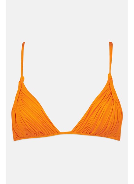 Buy Women Textured Padded Bikini Top, Orange in UAE