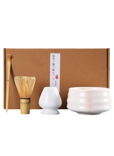 Buy Matcha Whisk Set, 4pcs Japanese Tea Set,Matcha Whisk,Traditional Scoop, Matcha Bowl, Ceramic Whisk Holder,Traditional Matcha Tool Set for Matcha Tea Ceremony(White Discharge Powder) in UAE