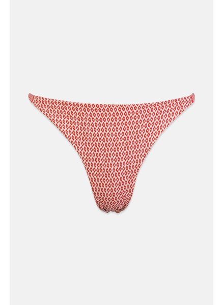 Buy Women Eyelet Pattern Bikini Bottom, Red and White in Saudi Arabia