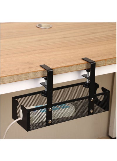 Buy Under Desk Cable Management Tray, Metal Long Arms(3.9in), No Drill Mesh Desk Cable Tray, Wire Management Tray Cable Management Box for Office, Desk Cable Tray Wire Organizer, 1 Pack, Black in Saudi Arabia