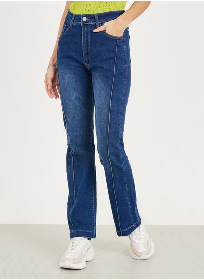 Buy Fit & Flare Pintuck Ankle Length Jeans in Saudi Arabia