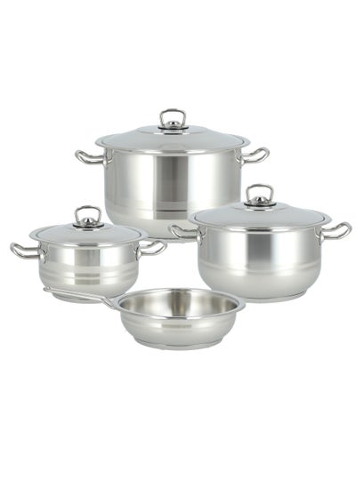 Buy 7 Piece Cookware Set With Lid Stainless steel in Saudi Arabia