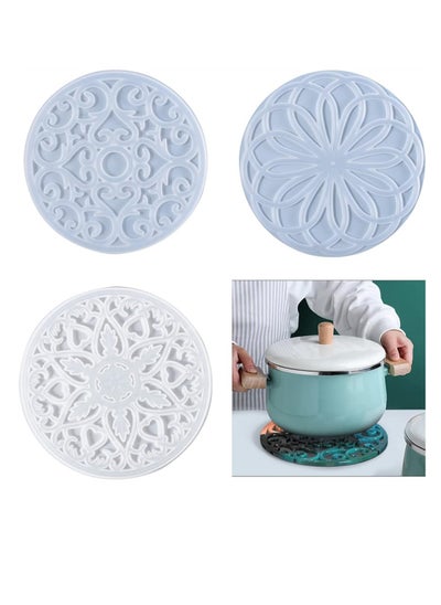 Buy Large Coaster Moulds 3 Pack Silicone Moulds for Resin Casting Mandala Coaster Resin Moulds Set Round Coaster Epoxy Moulds for Making Carved Hollow Cups Mats in UAE