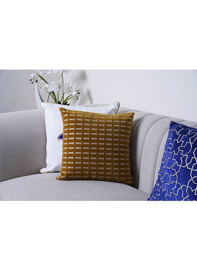 Buy Sierra Flocked Filled Cushion 43x43Cm Gold in UAE