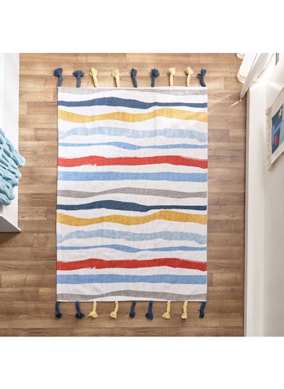 Buy Arcade Stripe Printed Rug with Braided Tassels 160 x 110 cm in UAE