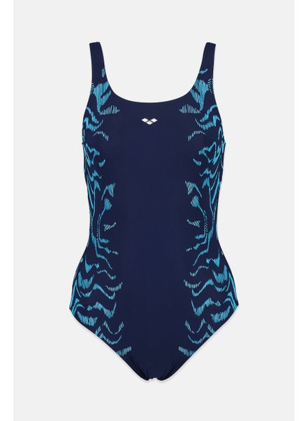 اشتري Women Graphic Print One Piece Swimsuit, Navy and Blue في السعودية