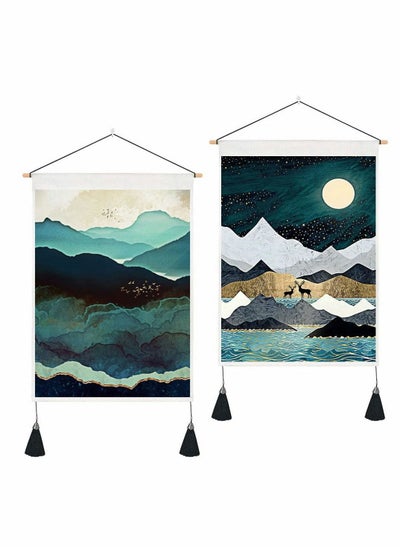 Buy 2 Pack Tapestry Wall Hanging Japanese Tapestries Art Sunset Nature Landscape(14"W x 20"L) in UAE