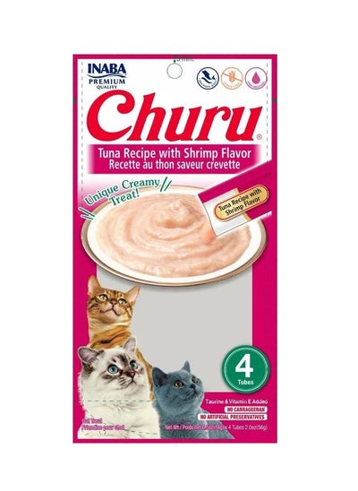 Buy Churu Tuna With Shrimp Flavor Treats For Cats 4 Tubes 56g in Saudi Arabia