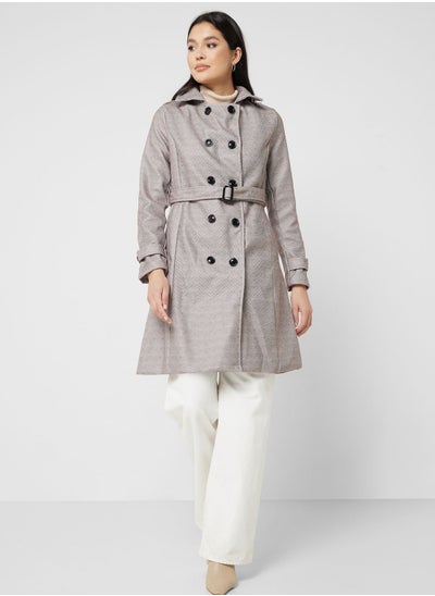 Buy Double Breasted Belted Coat in UAE