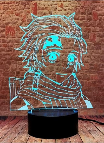 اشتري 3D Illusion Led Lamp Multicolor Night Light USB Anime Kamado Tanjirou Demon Slayer في الامارات