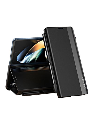 Buy Case for Samsung Galaxy Z Fold 6 with Stand Design and Pen Holder and Pen (Not Original Pen), Full Body Protection Flip Cover PU Leather, Genuine Leather Magnetic Anti-drop Protective Case (Black) in UAE