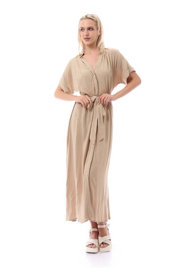 Buy Women Short Sleeves Biege Maxi Dress in Egypt
