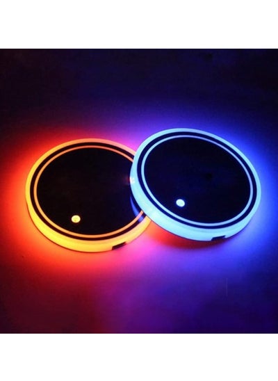 Buy LED Car Cup Holder Lights,7 Colores Changing USB Charging Mat Waterproof Cup Pad, LED Interior Atmosphere Lamp Decoration Light Car Accessories (2pcs) in Egypt